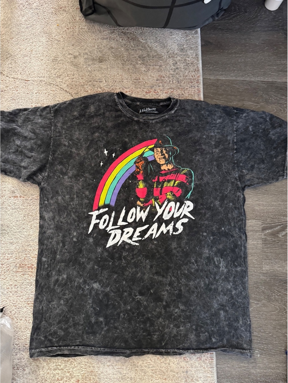 A Nightmare on Elm Street Freddy Krueger Follow Your Dreams Acid Wash Tee L